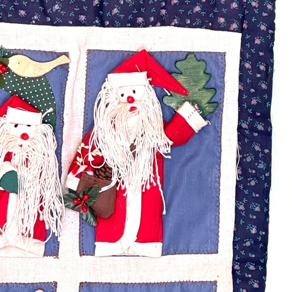 Santa Tapestry Christmas Wall Hanging 3D Santa Claus Handmade Detail 17" x 12" - Picture 3 of 7